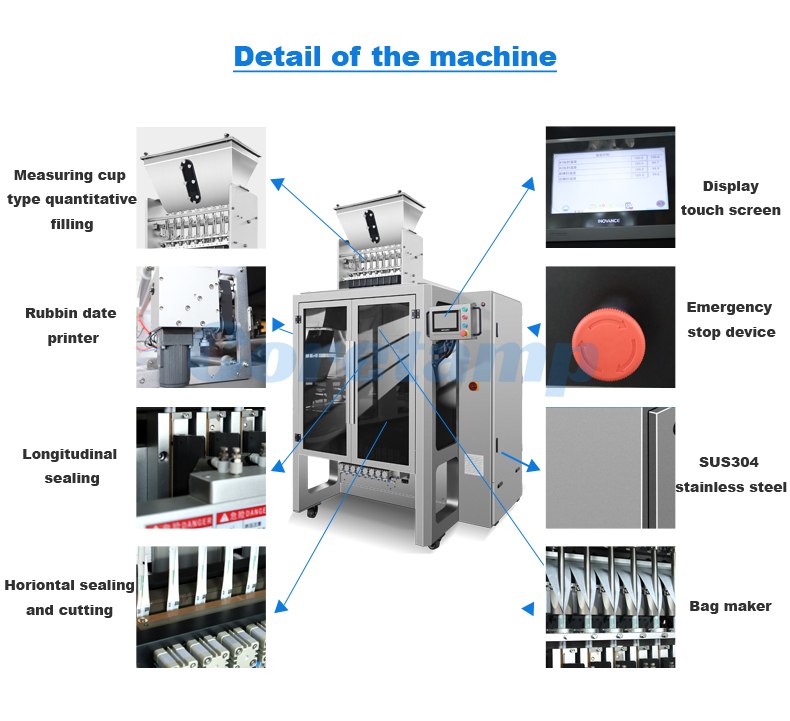 8 lanes multi-line granule stick packaging machine