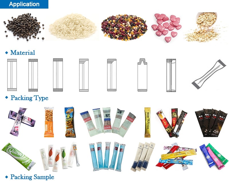 Sugar stick packaging machine 6 lane output