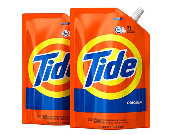 Liquid detergent pouch packaging