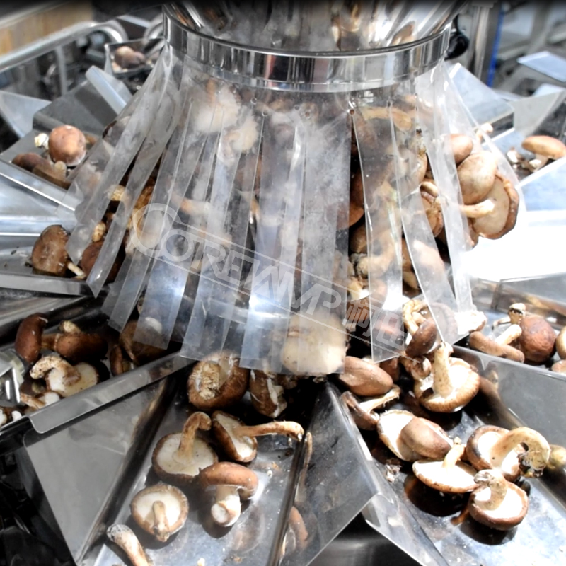 Nuts packaging machine with multi-head weigher