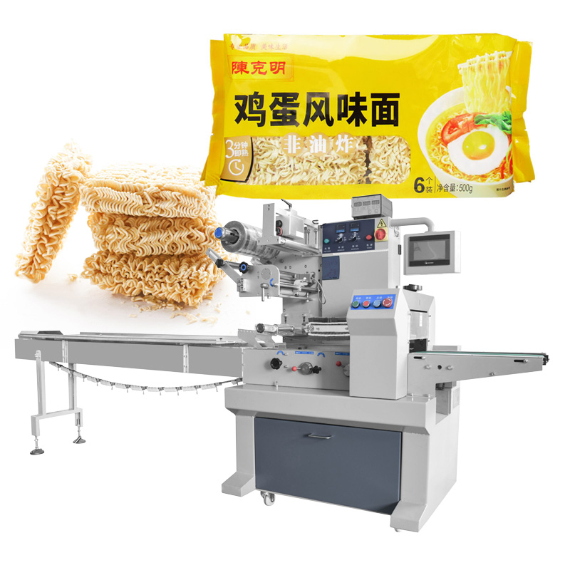 Automatic instant noodles flow wrapping machine