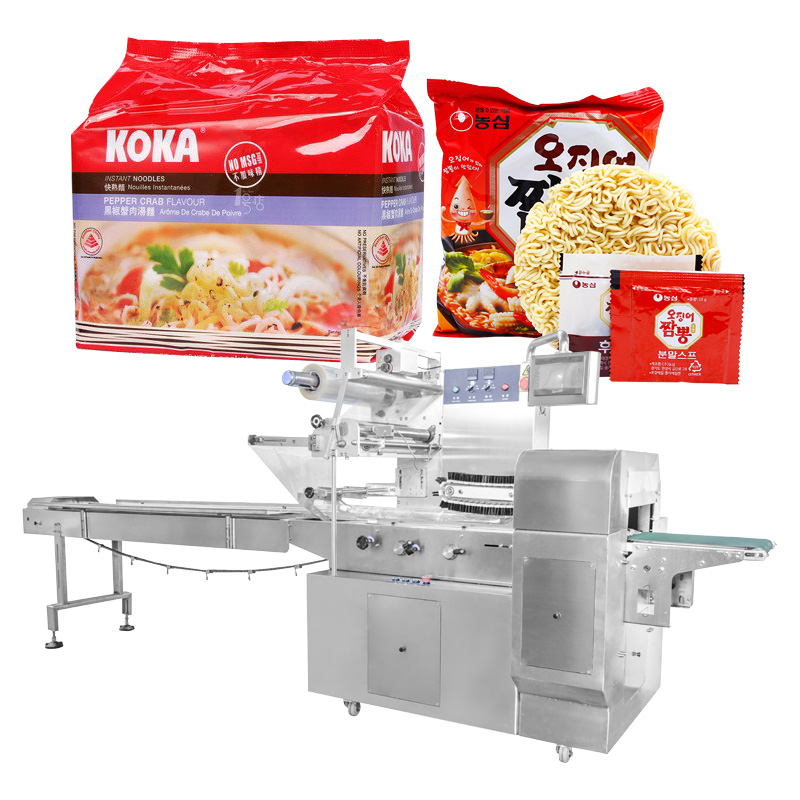 Multi bag instant noodles flow wrapping machine