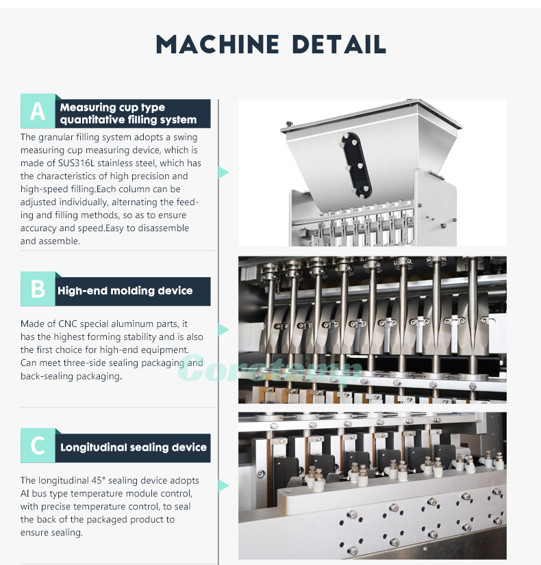 6 Lanes Multi-Line Granule Stick Sachet Packaging Machine