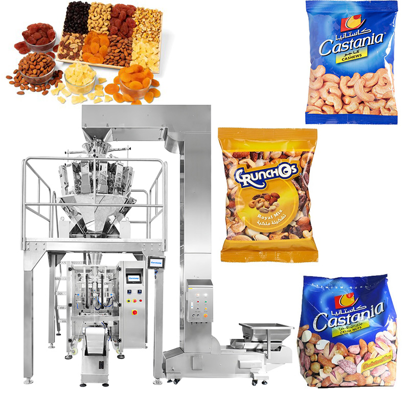 Nuts packaging machine with multi-head weigher